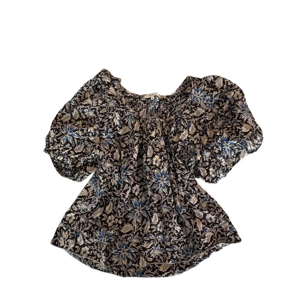 Madewell Puff-Sleeve Scoopneck Top Dark Carob Large